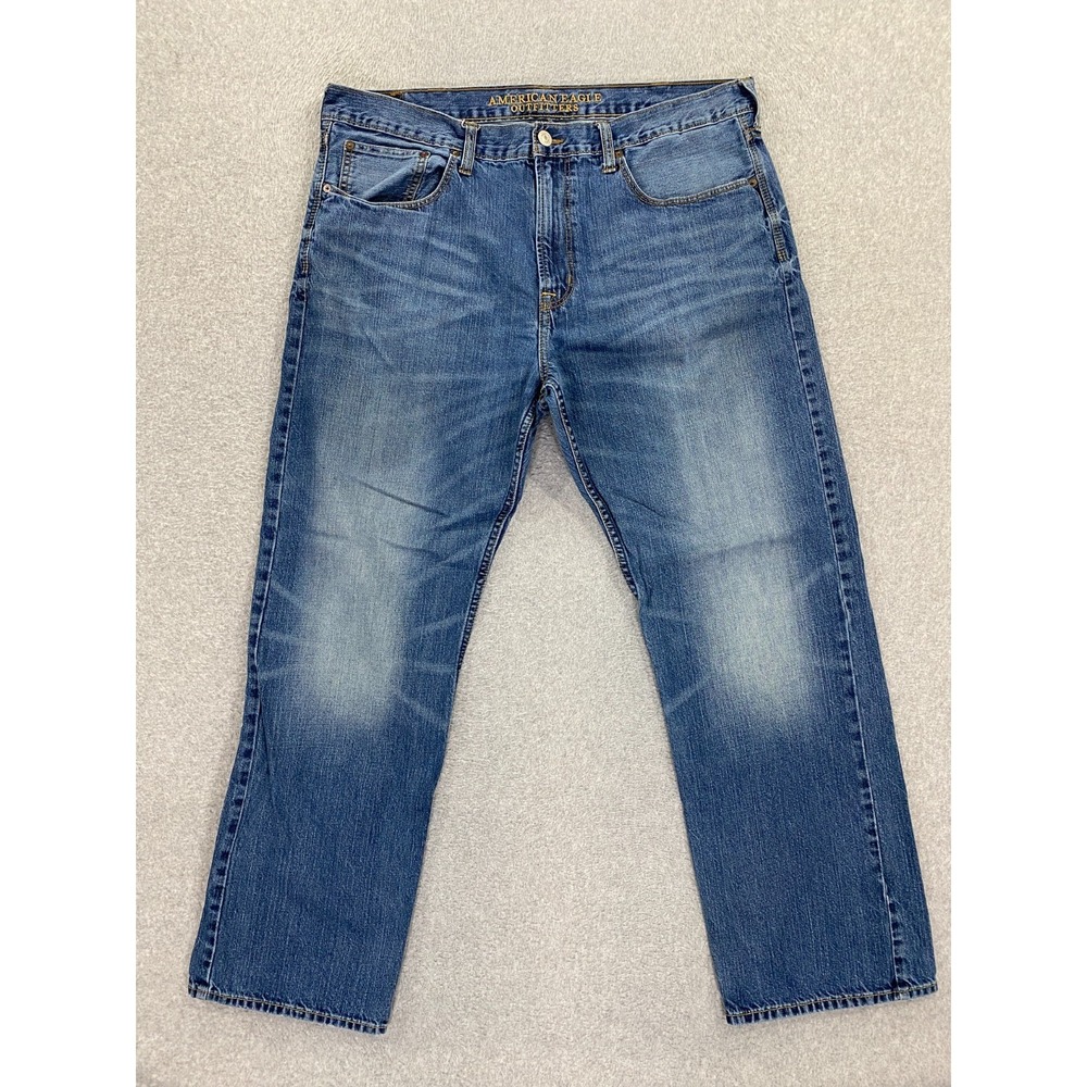 American Eagle Loose Fit 100% Cotton Size 38x32 Medium Wash Mens Denim Jeans